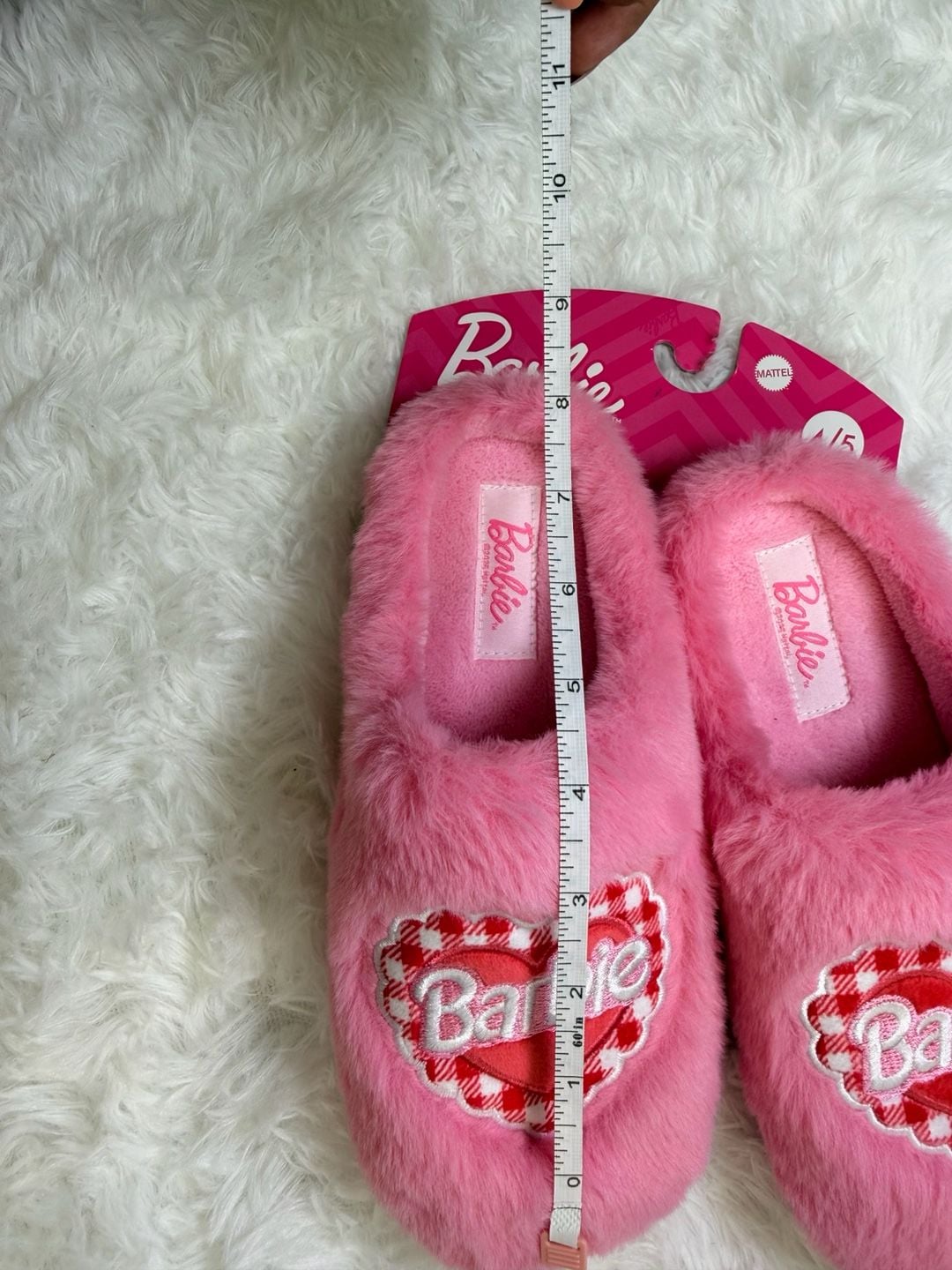 Barbie Pink Plush Memory Foam Heart Slide Slippers 3