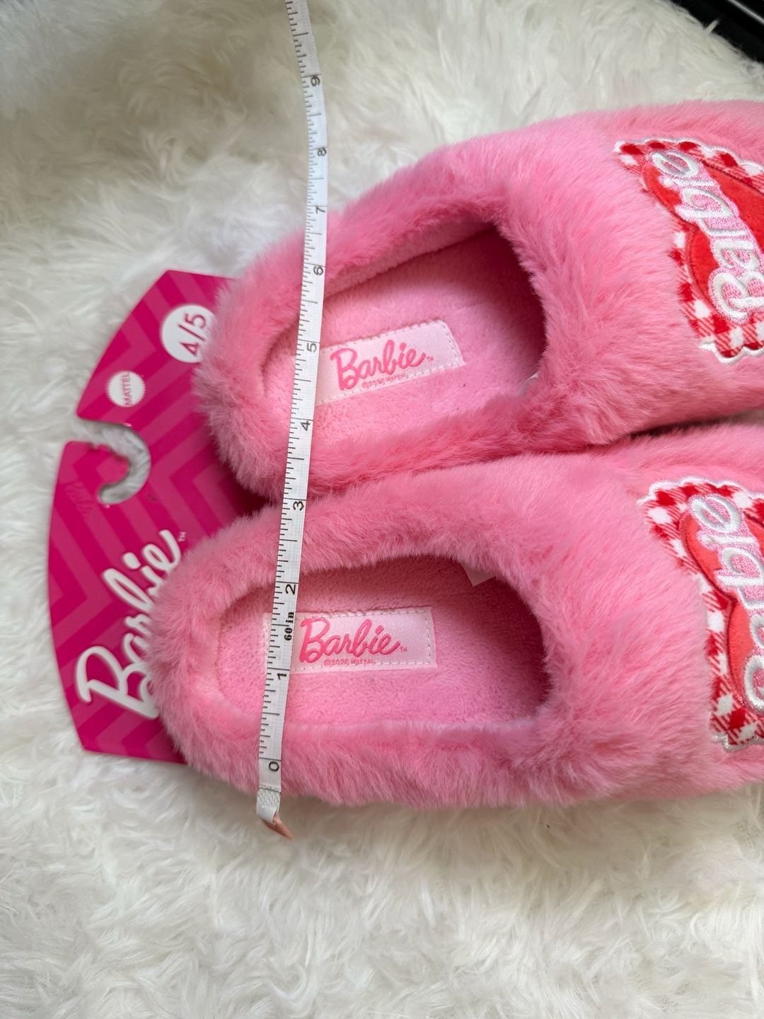 Barbie Pink Plush Memory Foam Heart Slide Slippers 4