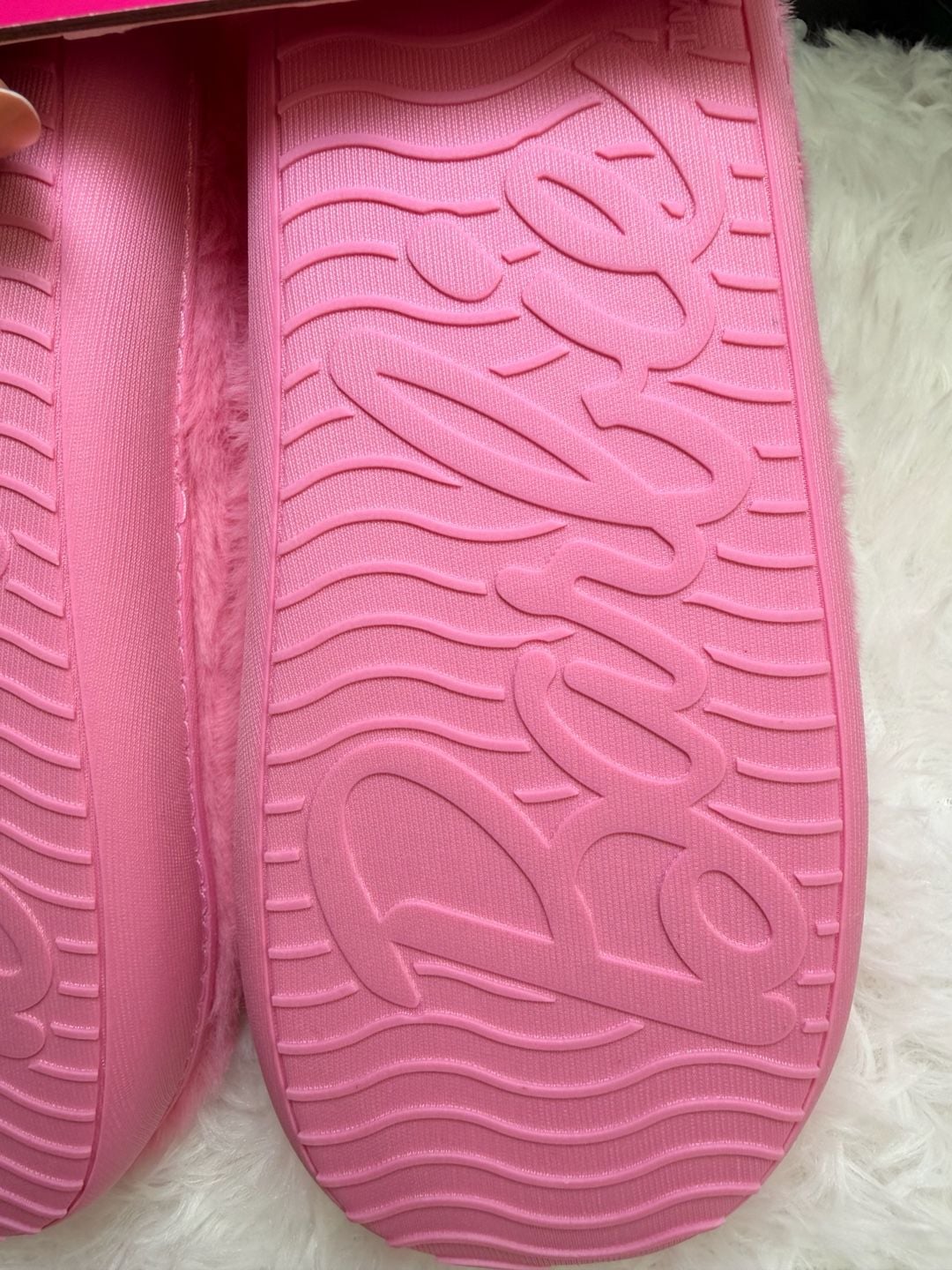 Barbie Pink Plush Memory Foam Heart Slide Slippers 6