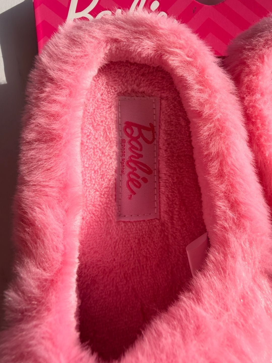 Barbie Pink Plush Memory Foam Heart Slide Slippers 8