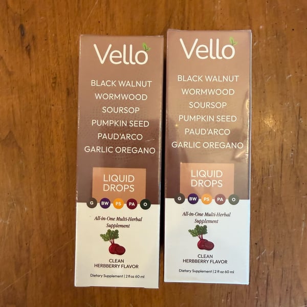 Vello Black Walnut Wormwood Soursop Pumpkin Seed Pau D'Arco Garlic Oregano All-in-One Multi-Herbal Liquid Drops