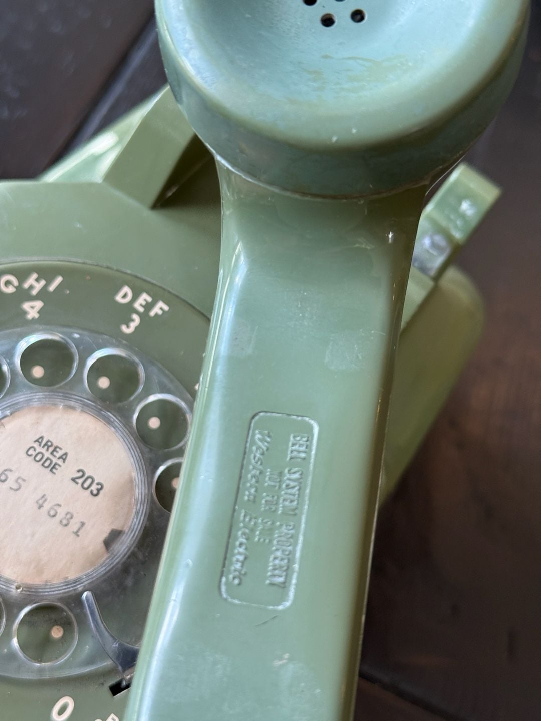 Vintage Bell System Western Electric Model 500 Rotary Telephone in Avocado Green 7