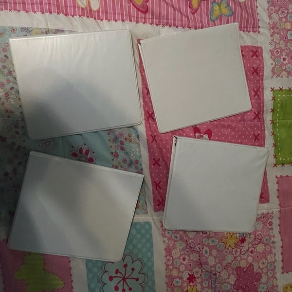 Set of 4 White Mini 3-Ring Binders