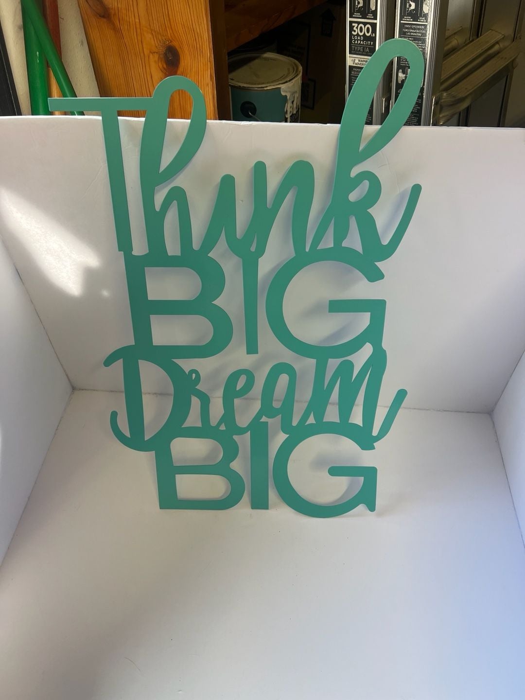 Large Think Big Dream Big Teal Metal Wall Sign – 26” Tall 5
