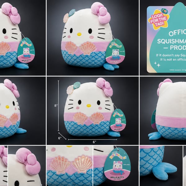 Squishmallows Hello Kitty Mermaid Plush with Iridescent Seashells