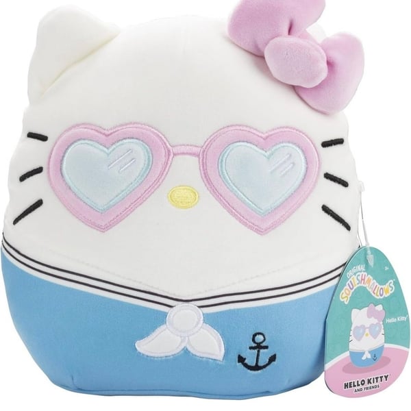 Squishmallows 8-Inch Sanrio Hello Kitty Sailor with Heart Glasses Plush