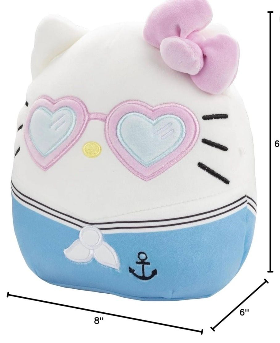 Squishmallows 8-Inch Sanrio Hello Kitty Sailor with Heart Glasses Plush 2