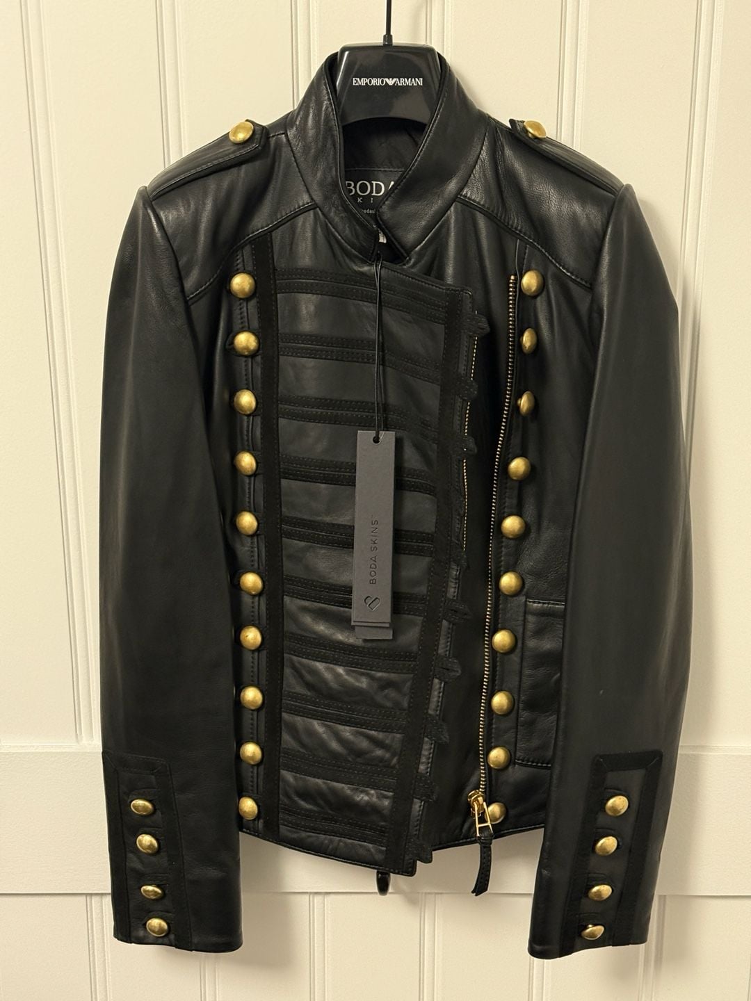 NWT! Boda Skins Women's Napoleon Black Sheepskin Leather Jacket 2