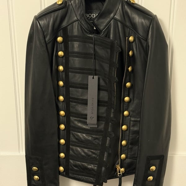 NWT! Boda Skins Women's Napoleon Black Sheepskin Leather Jacket