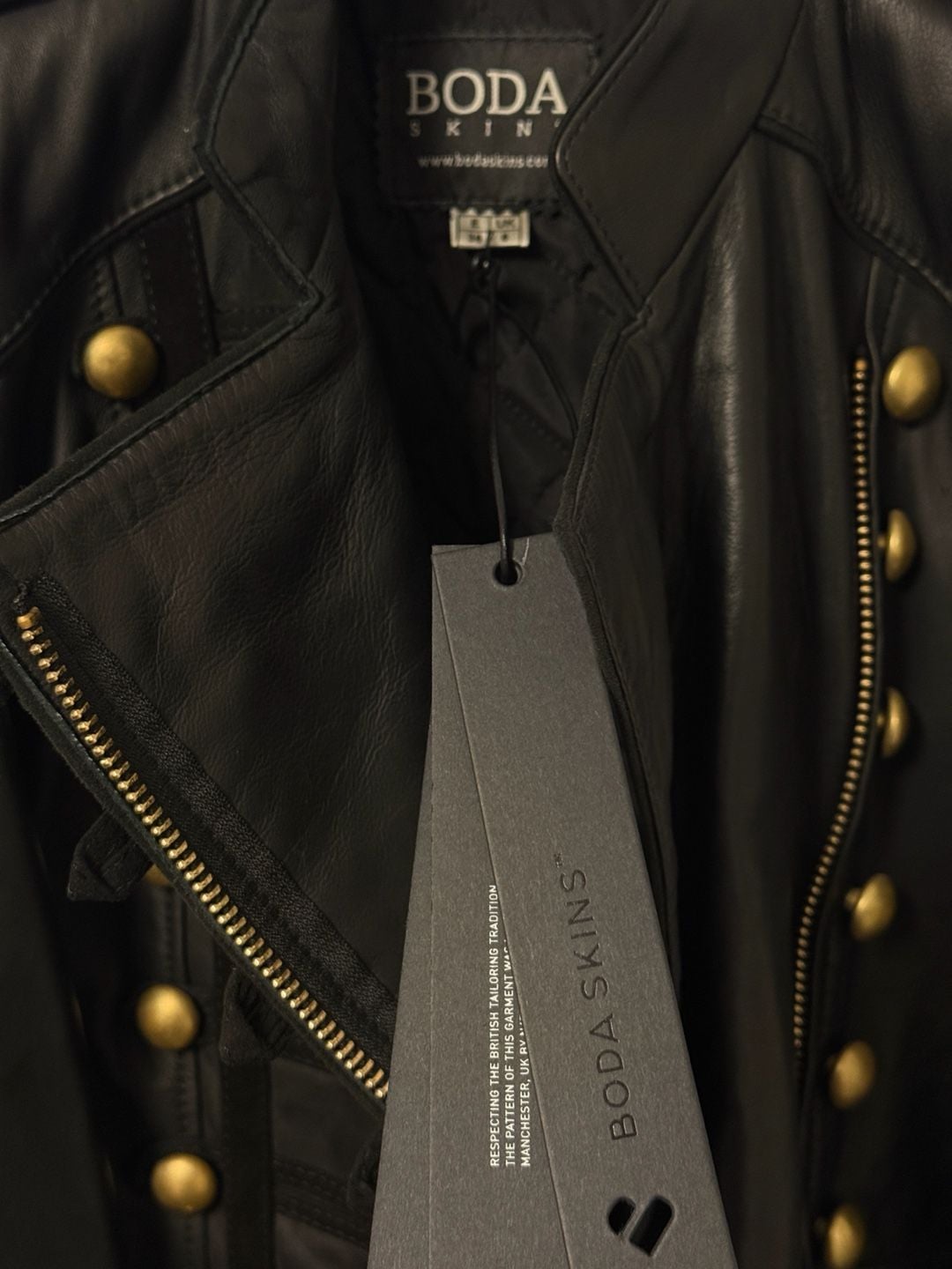 NWT! Boda Skins Women's Napoleon Black Sheepskin Leather Jacket 5