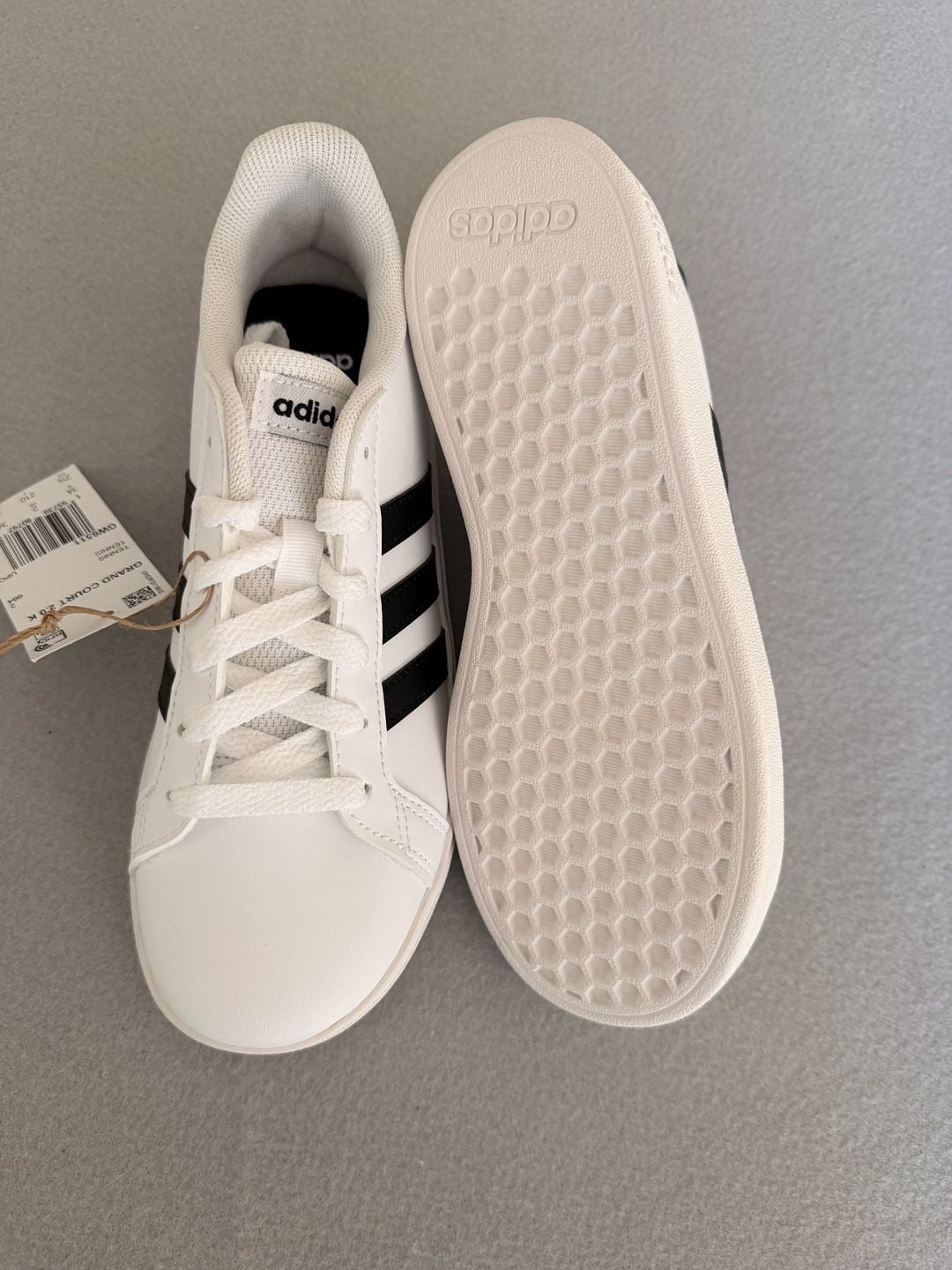 Adidas Grand Court 2.0 Youth Sneakers Size 2.5 White/Black GW6511 5