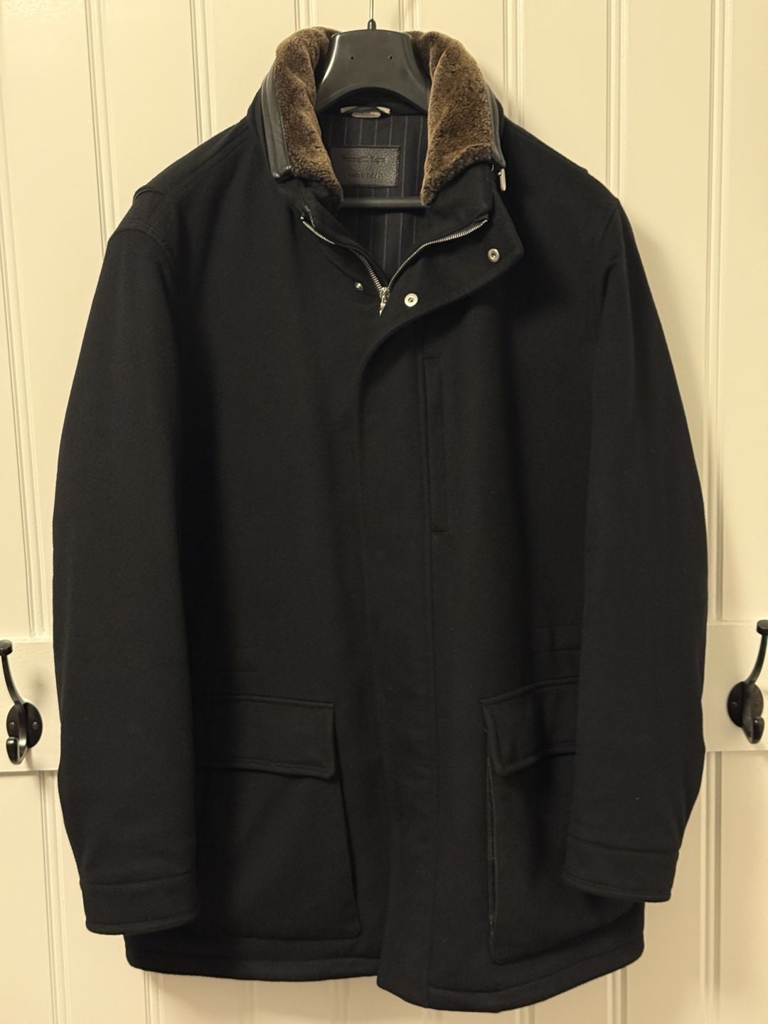 Ermenegildo Zegna Elements Cashmere Parka Jacket with Fur Collar and Leather - Size L / 52 2