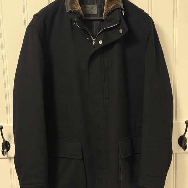 Ermenegildo Zegna Elements Cashmere Parka Jacket with Fur Collar and Leather - Size L / 52