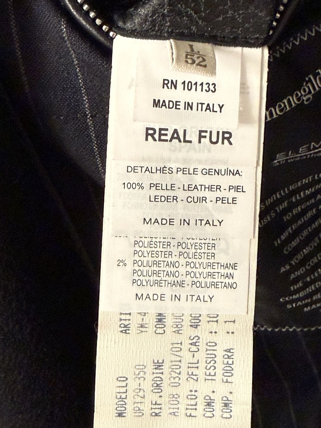 Ermenegildo Zegna Elements Cashmere Parka Jacket with Fur Collar and Leather - Size L / 52 8