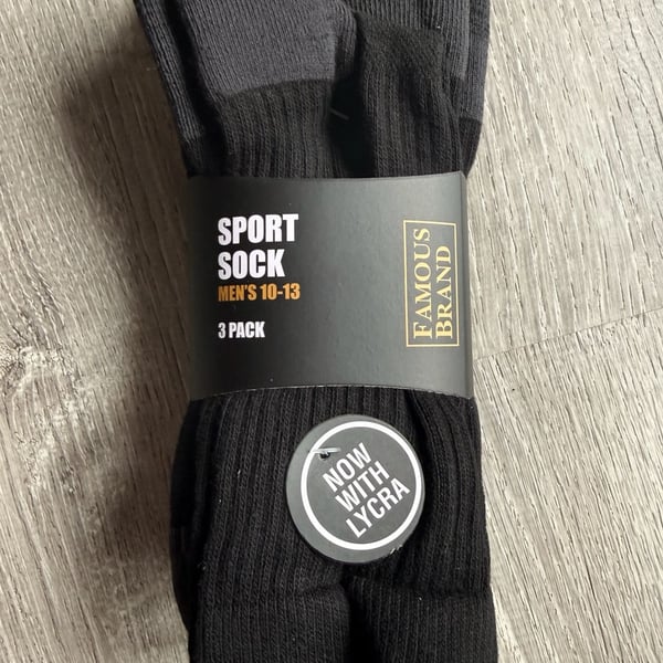 Famous Brand Men's Sport Crew Socks 3-Pack, Style FB-04