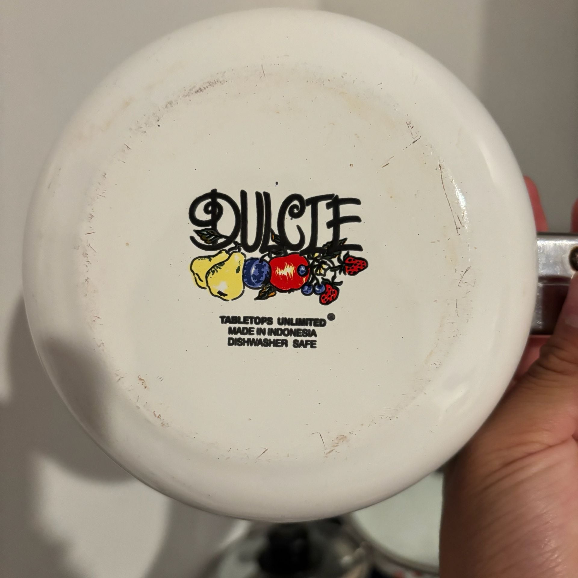 Tabletops Unlimited Dulcie Vintage Enamel Fruit Motif Cookware Set 8
