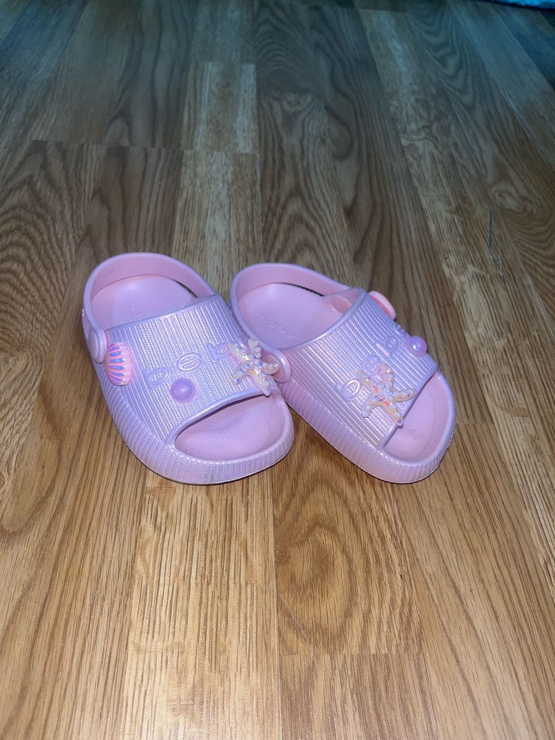 bebe Toddler Girl's EVA Slide Sandals with Sea Life Charms 2