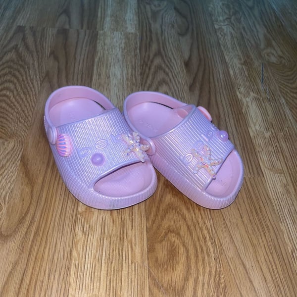 bebe Toddler Girl's EVA Slide Sandals with Sea Life Charms