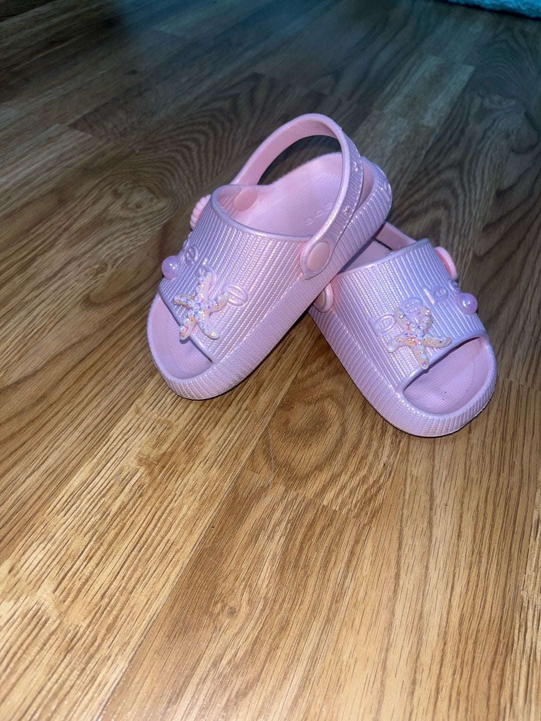 bebe Toddler Girl's EVA Slide Sandals with Sea Life Charms 4