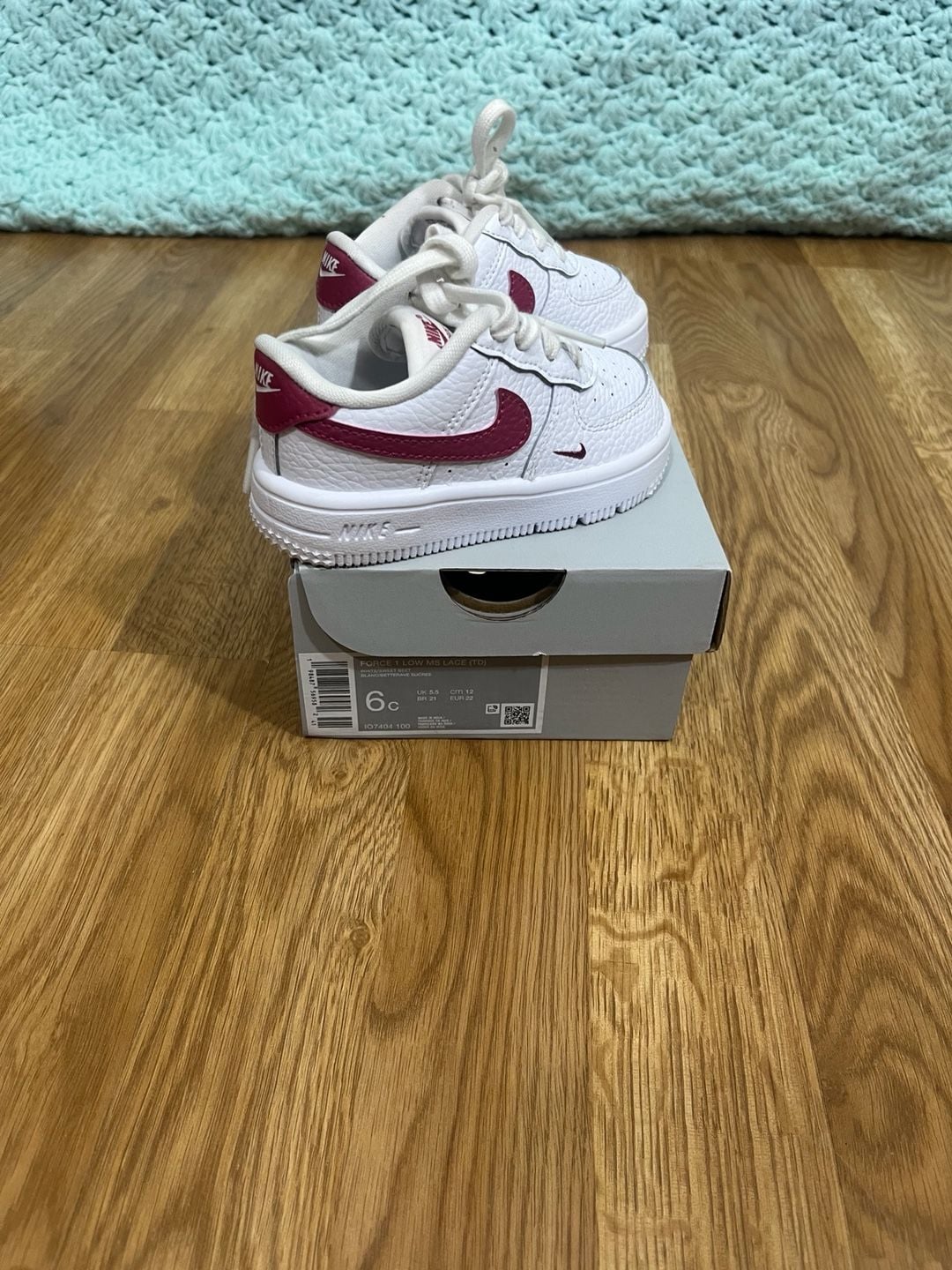 Nike Force 1 Low Younger Kids' Shoes White/Sweet Beet 4
