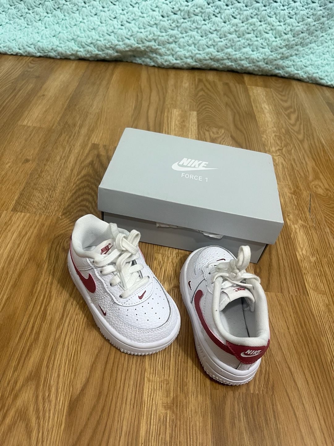 Nike Force 1 Low Younger Kids' Shoes White/Sweet Beet 5