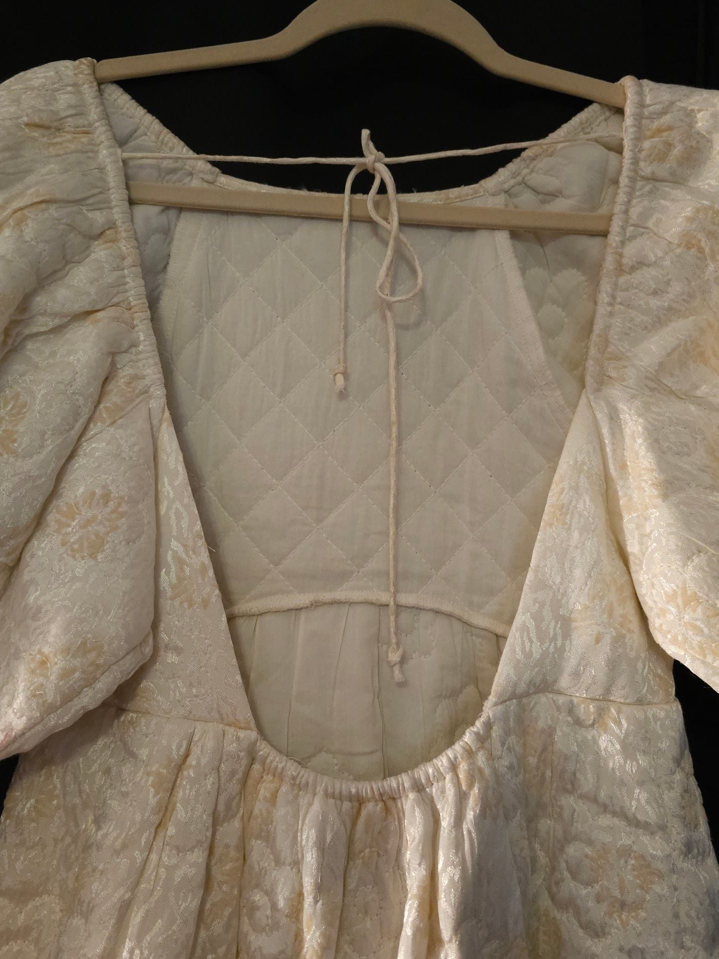 Kimchi Blue Cream Floral Jacquard Quilted Puff Sleeve Mini Dress 5