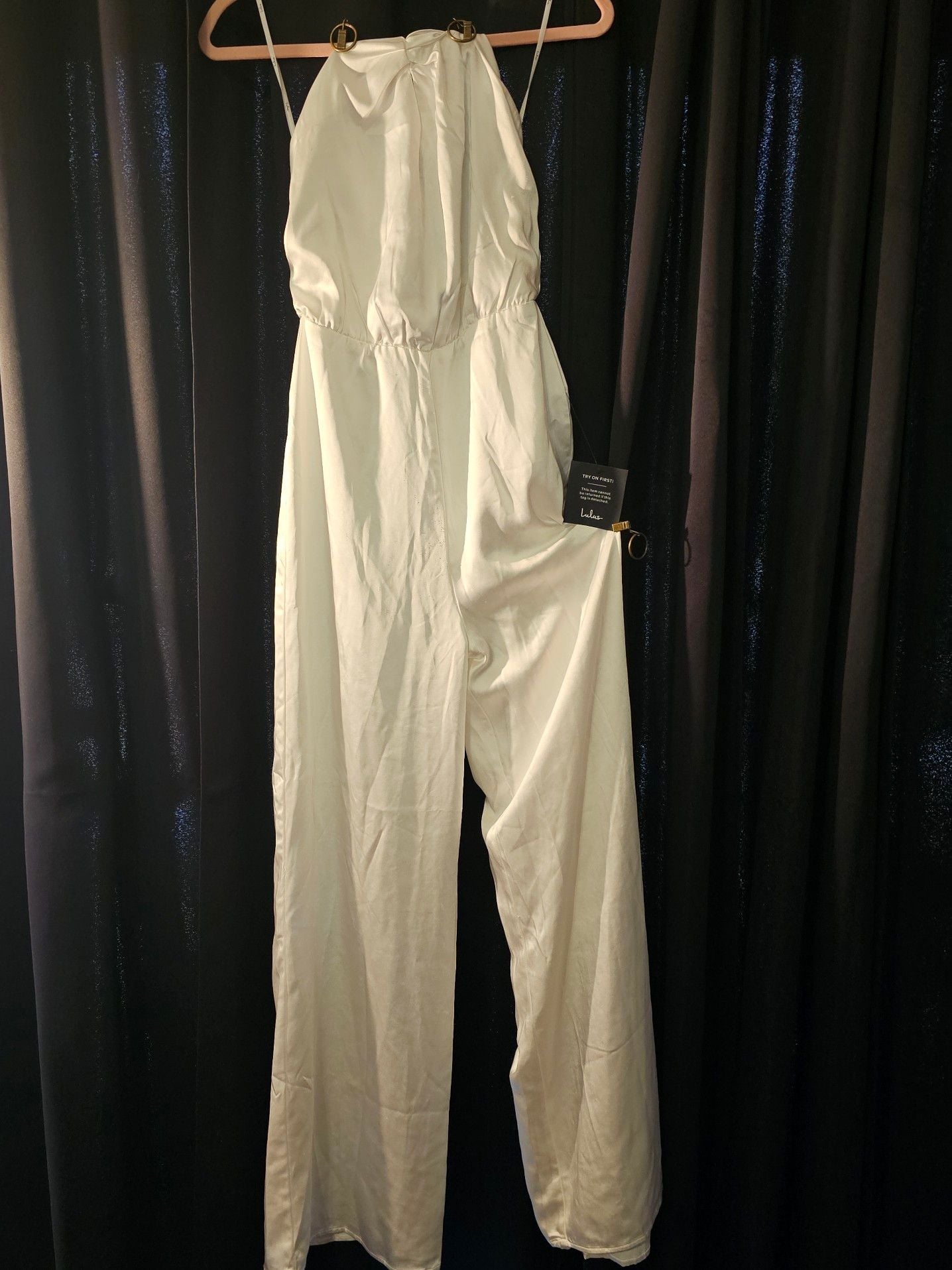 Lulus Halter Neck Wide Leg Jumpsuit in White 2