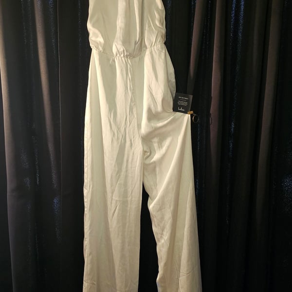 Lulus Halter Neck Wide Leg Jumpsuit in White