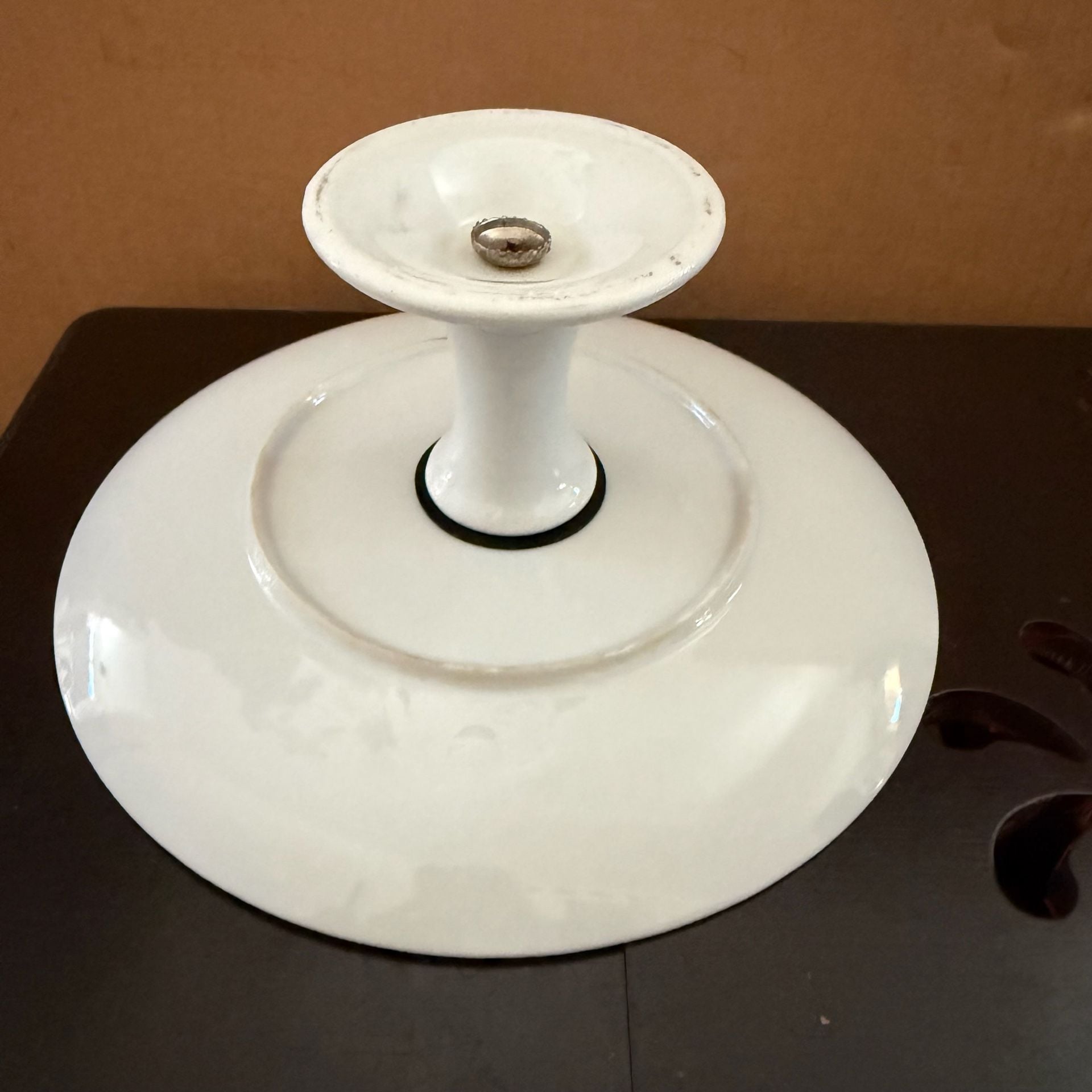 Vintage Bone China Pedestal Cake Stand with Birdcage and Floral Motif 4