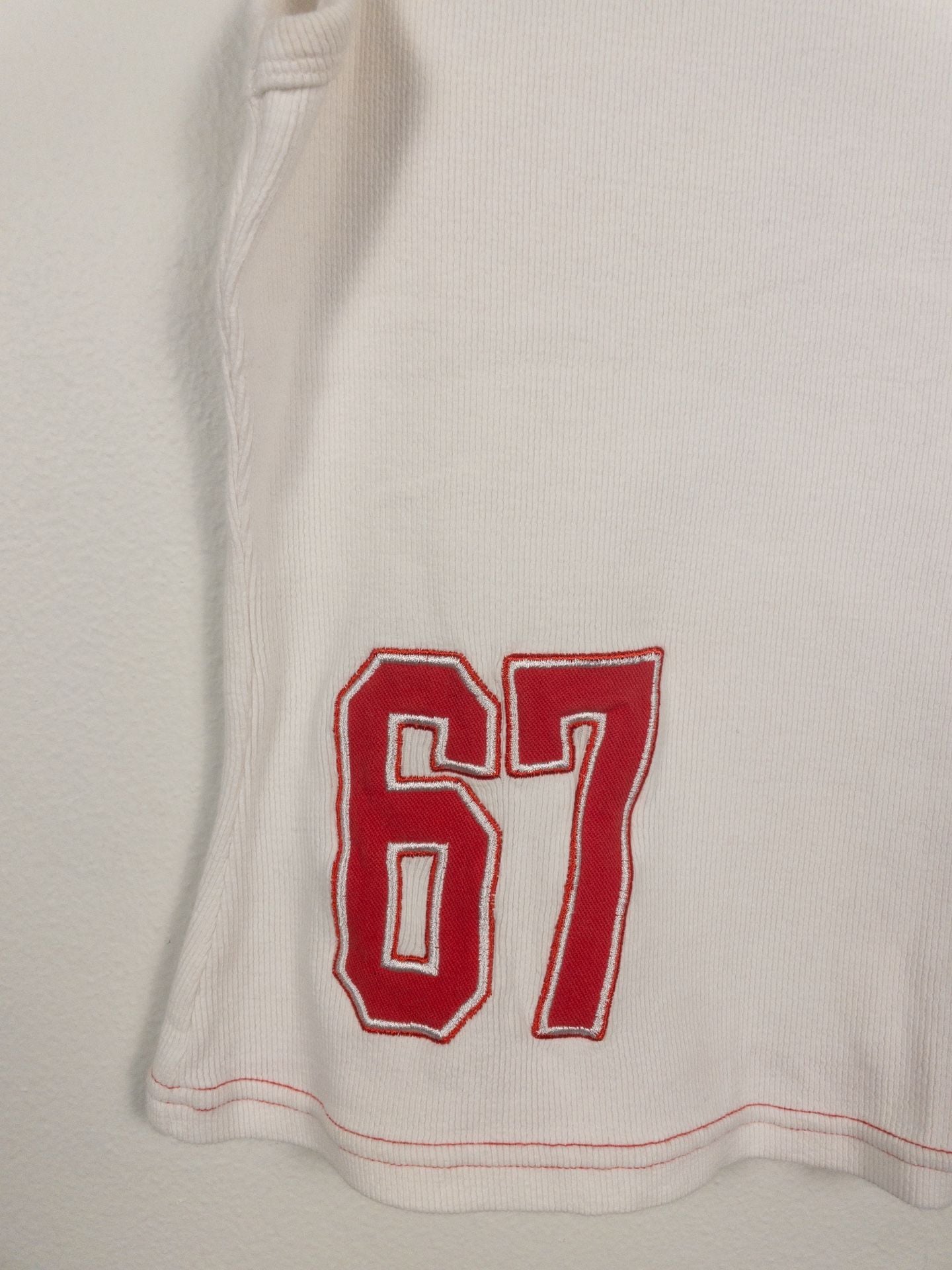 Princess Polly White Sleeveless Varsity Graphic Tank Top Number 67 Size US 6 3