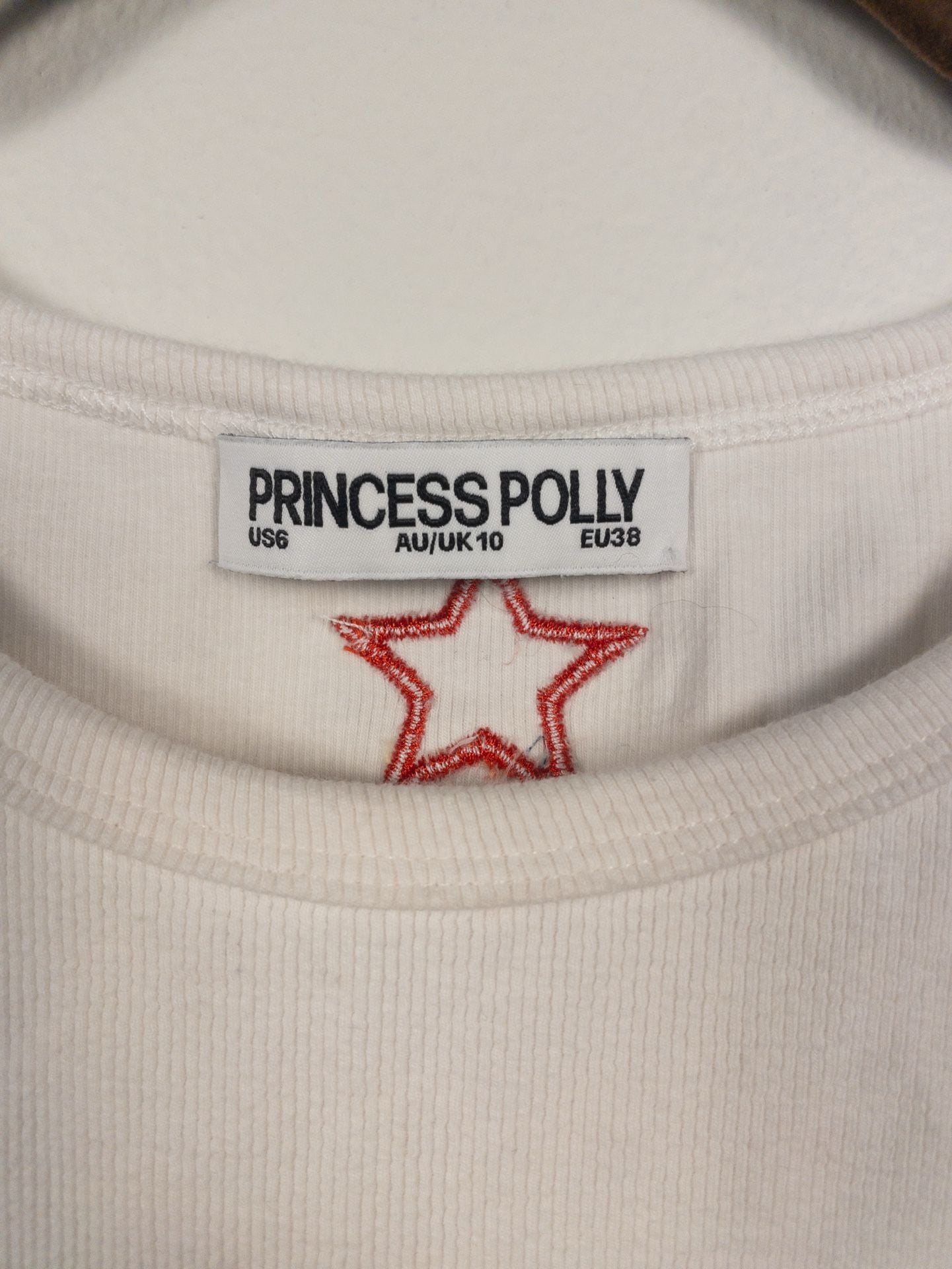 Princess Polly White Sleeveless Varsity Graphic Tank Top Number 67 Size US 6 6