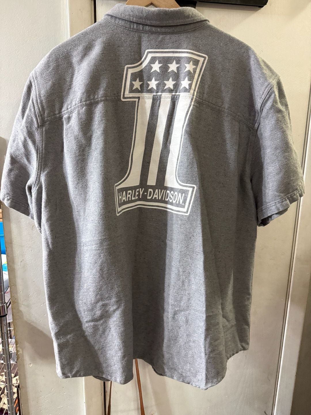 Harley-Davidson Men's #1 Graphic Short Sleeve Woven Casual Shirt - Gray 99006-20VM 3