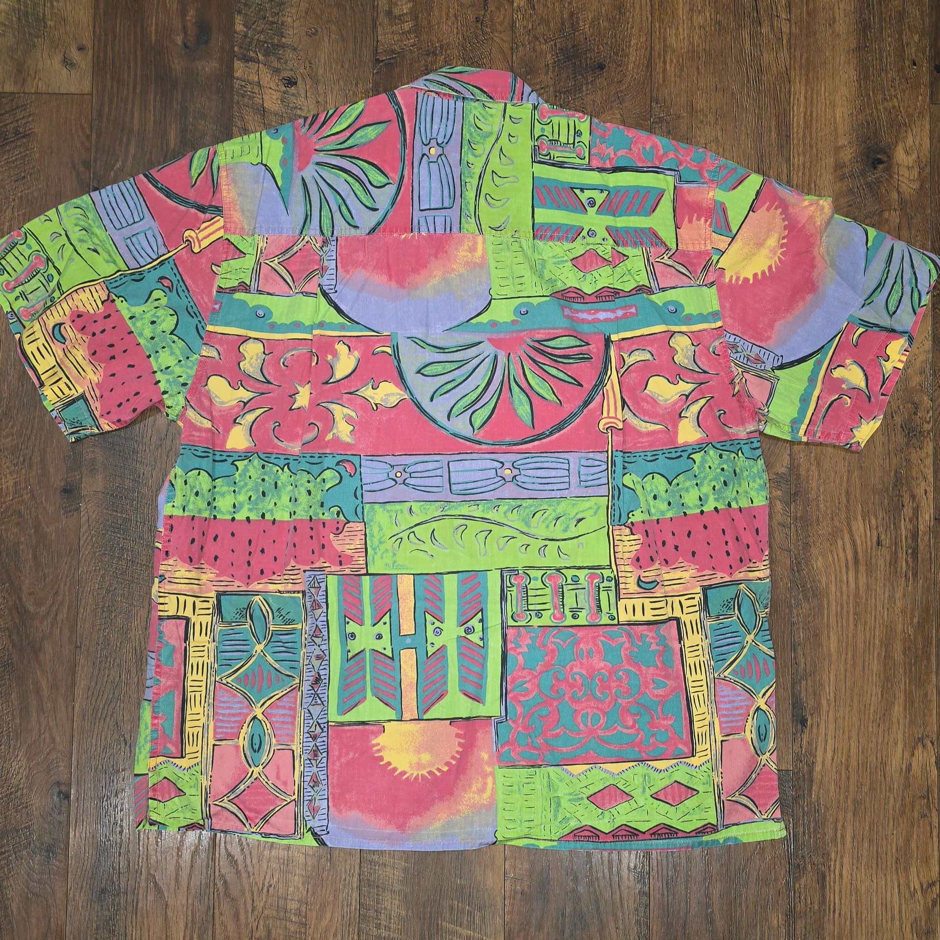 The Territory Ahead Vintage Abstract Geometric Print Short Sleeve Button-Up Shirt 12
