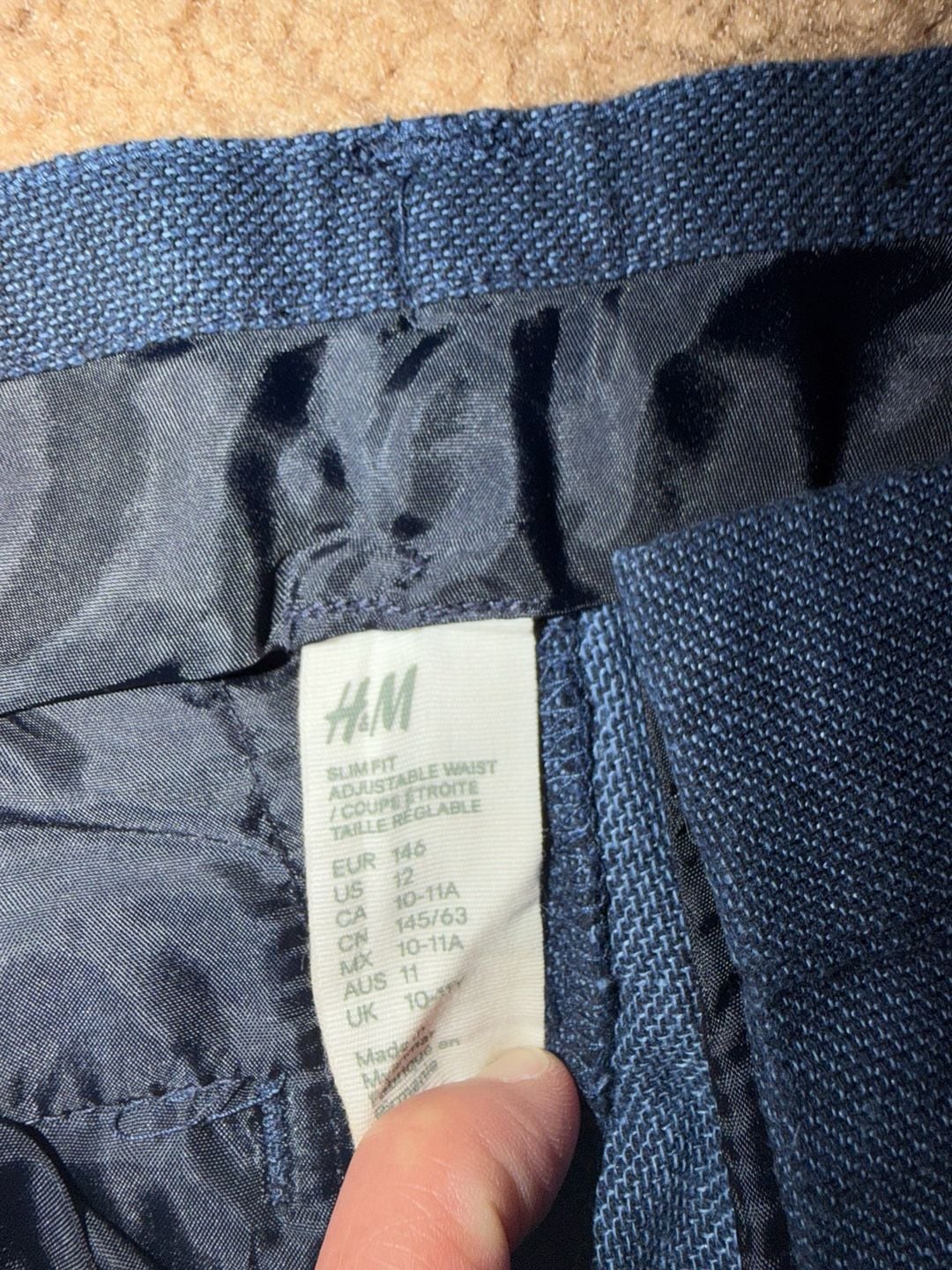 H&M Boys Navy Blue Slim Fit Suit Set Jacket and Trousers 1