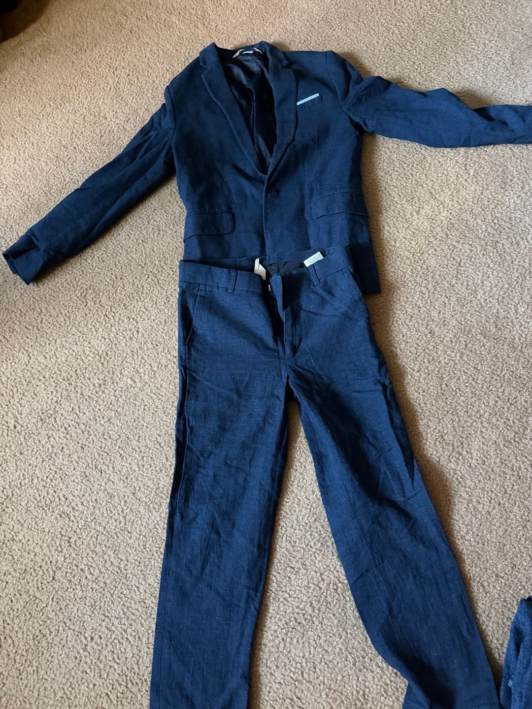 H&M Boys Navy Blue Slim Fit Suit Set Jacket and Trousers 8