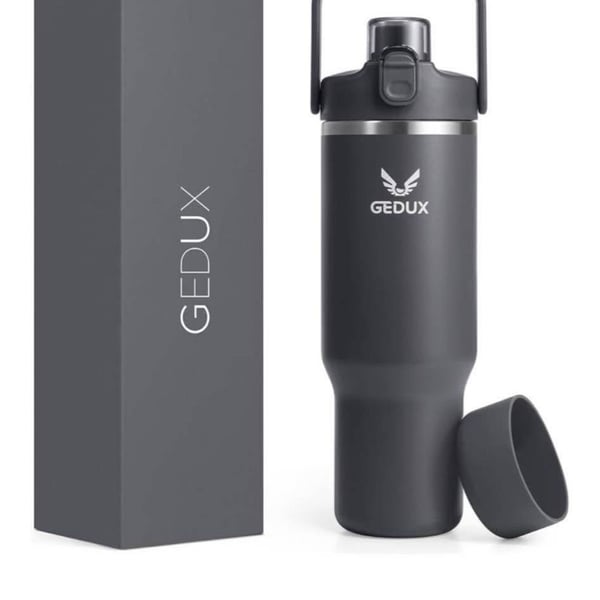 GEDUX 32oz Stainless Steel Tumbler with Handle, Straw, and Silicone Boot