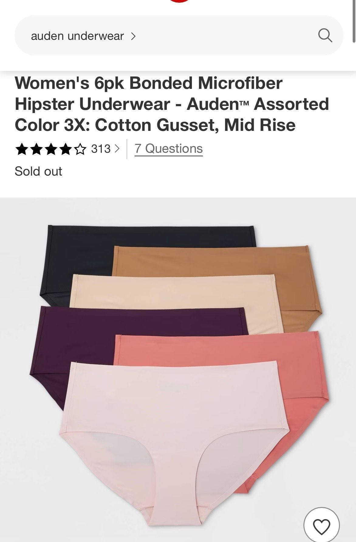 Auden Women's 6pk Bonded Microfiber Hipster Underwear 1