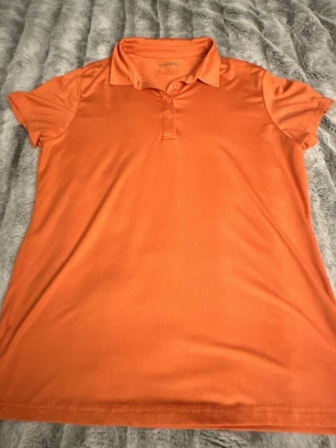 Women's Orange Short Sleeve Performance Polo Shirt 2