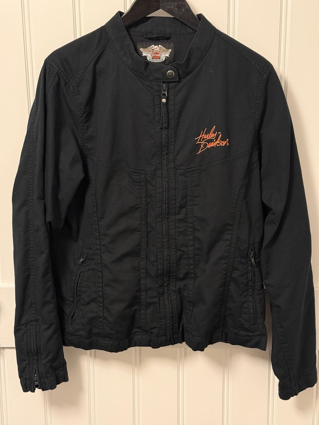 Harley-Davidson Women's Black Cotton Embroidered Light Riding Jacket, Size XL 3