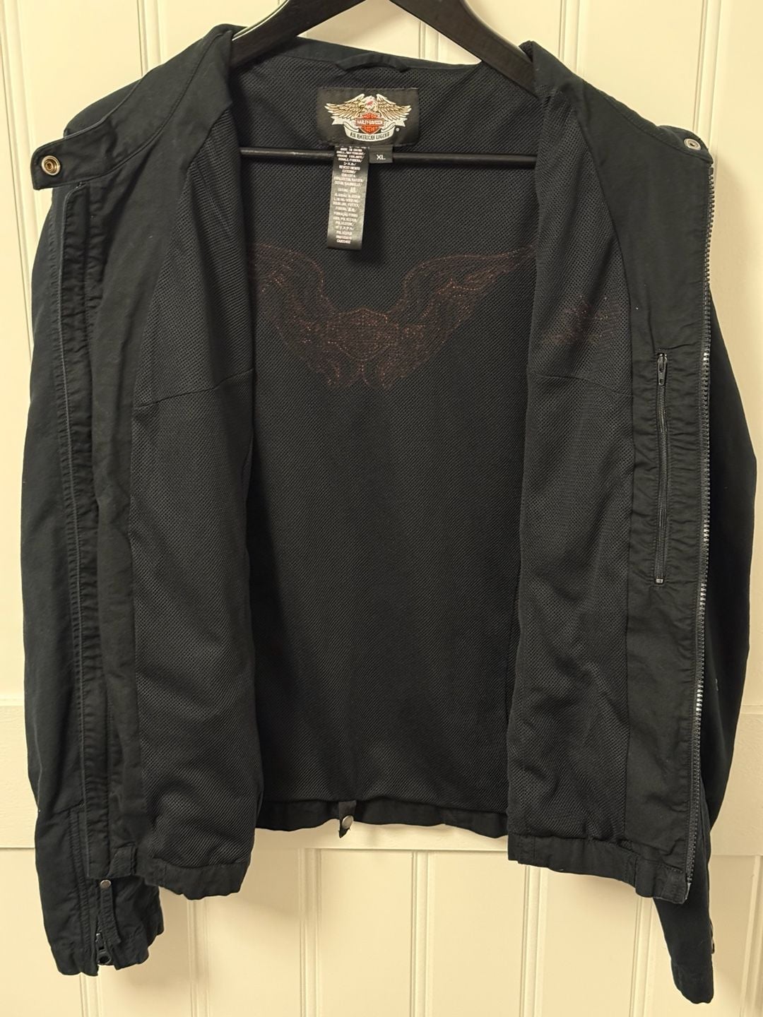 Harley-Davidson Women's Black Cotton Embroidered Light Riding Jacket, Size XL 8