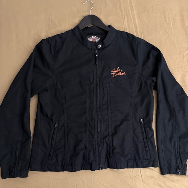 Harley-Davidson Women's Black Cotton Embroidered Light Riding Jacket, Size XL