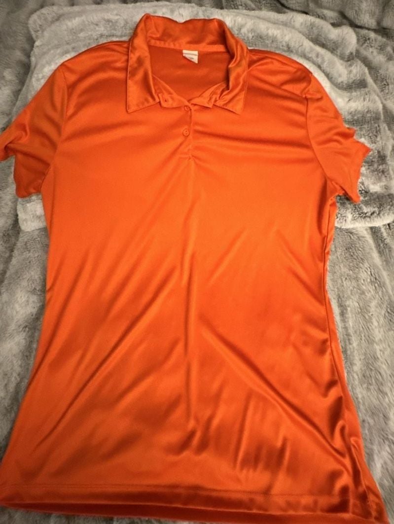 Women's Performance Moisture-Wicking Polo Shirt in Neon Orange 2
