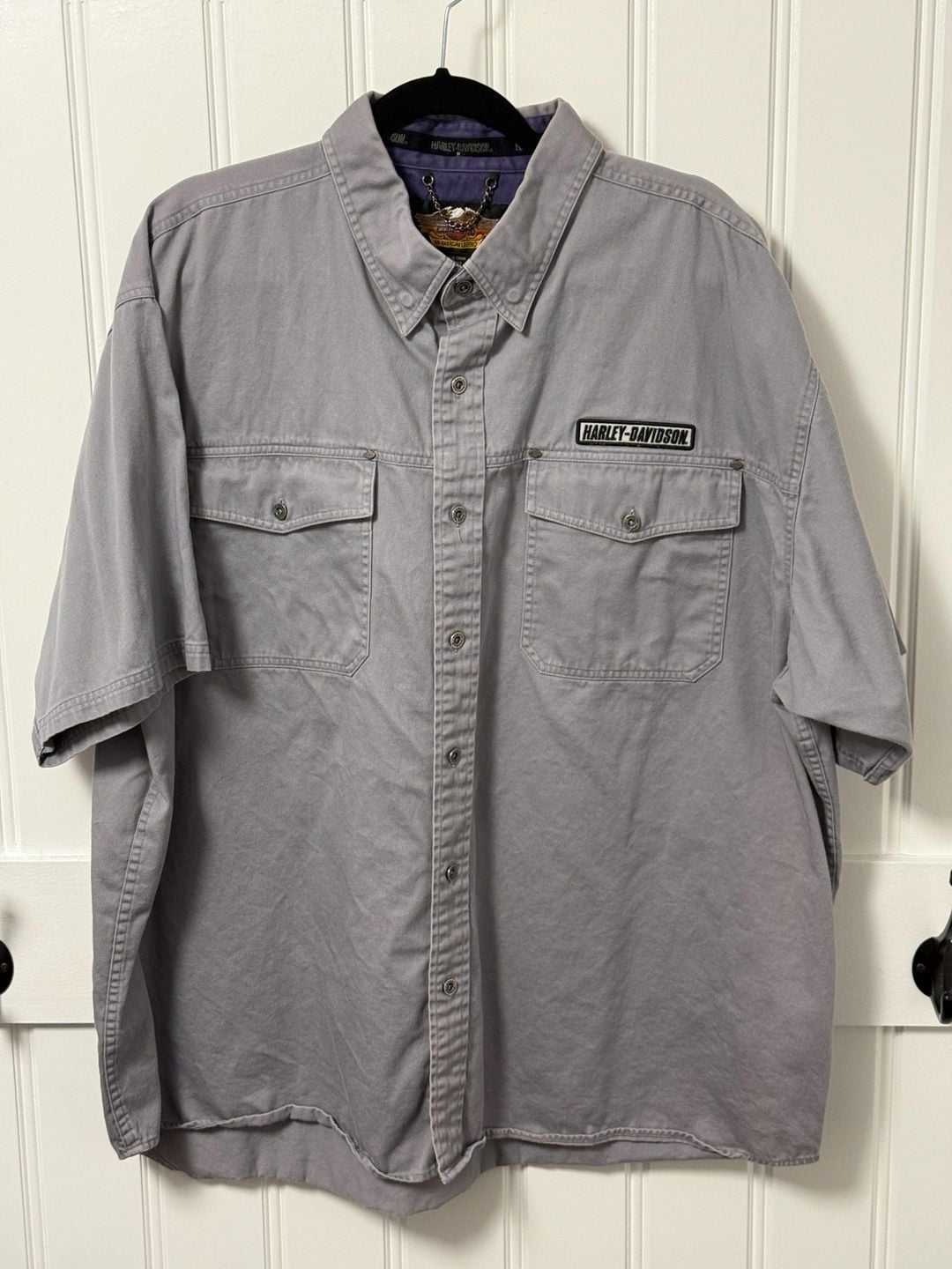 Harley-Davidson Men's Gray Short Sleeve Button Down Utility Shirt XXL 3