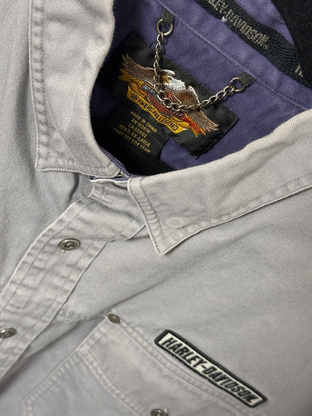 Harley-Davidson Men's Gray Short Sleeve Button Down Utility Shirt XXL 4