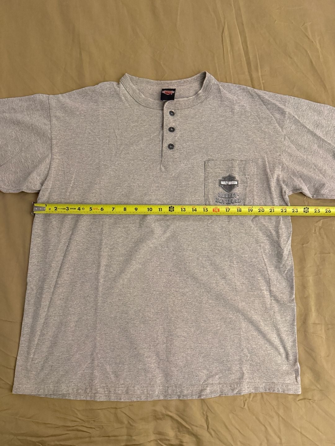 Vintage Harley-Davidson Benson Muncie, IN - Gray Henley Houlobek Pocket T-Shirt 8