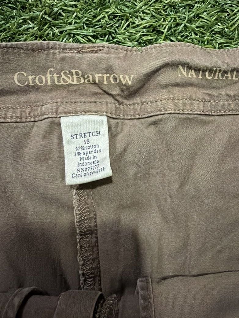 Croft & Barrow Women's Natural Fit Stretch Cargo Mini Skirt Khaki Size 16 7