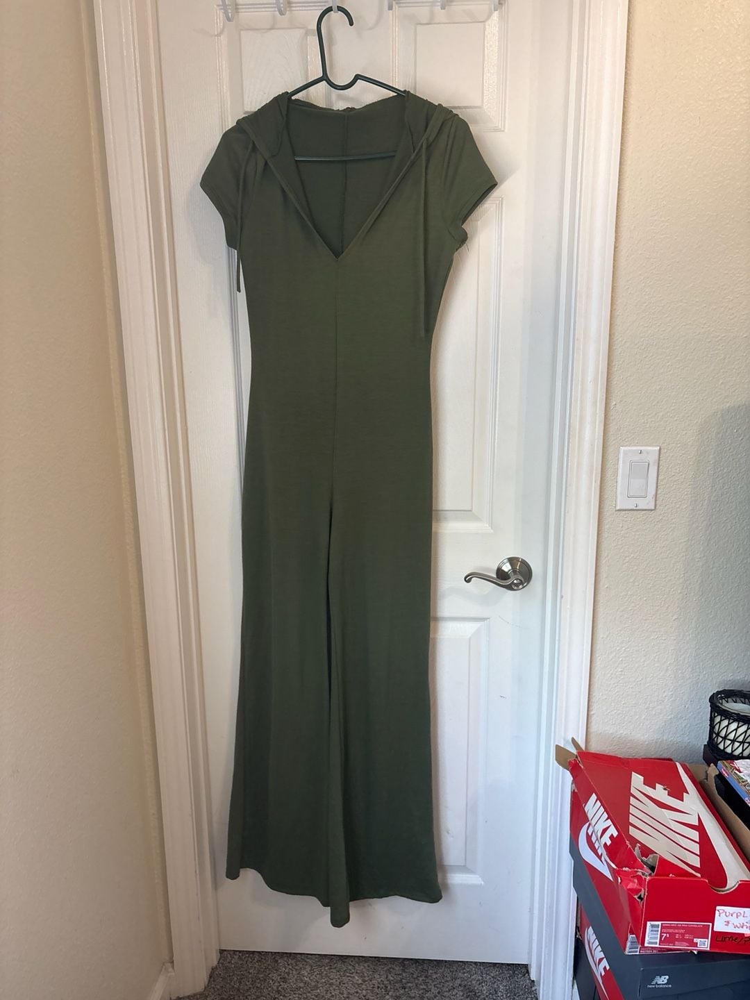 Olive Green Hooded Short Sleeve Jumpsuit Romper 2