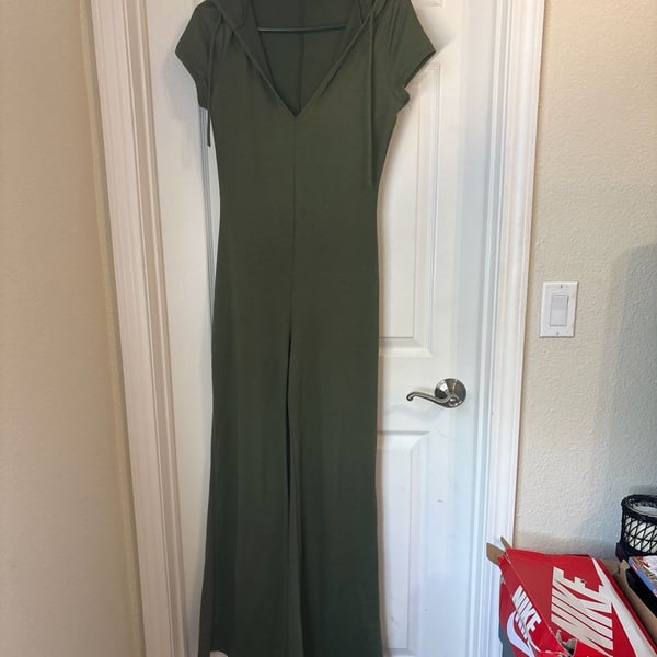 Olive Green Hooded Short Sleeve Jumpsuit Romper
