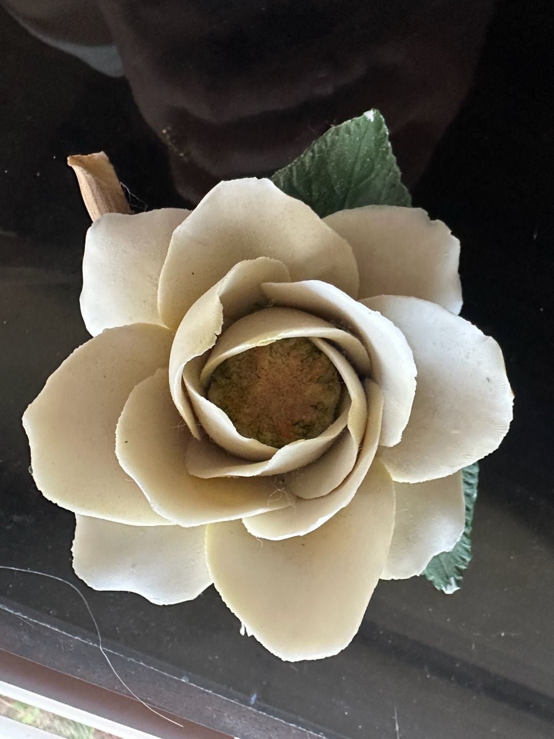 Vintage Italian Capodimonte Porcelain White Rose Figurine 1