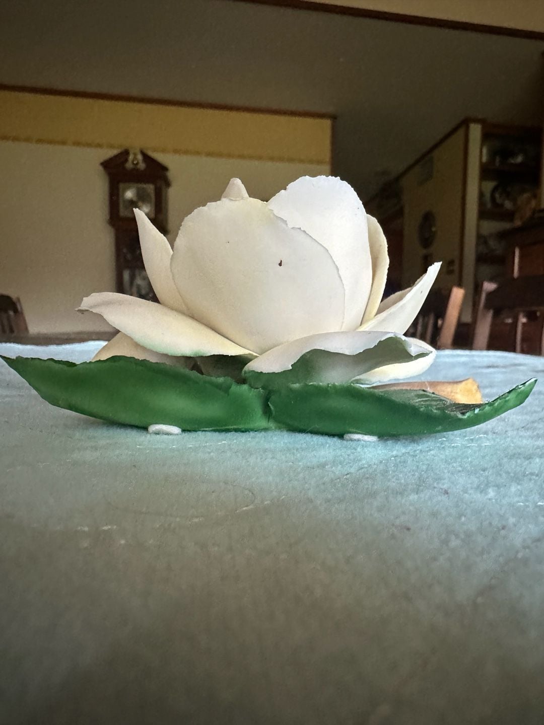 Vintage Italian Capodimonte Porcelain White Rose Figurine 3